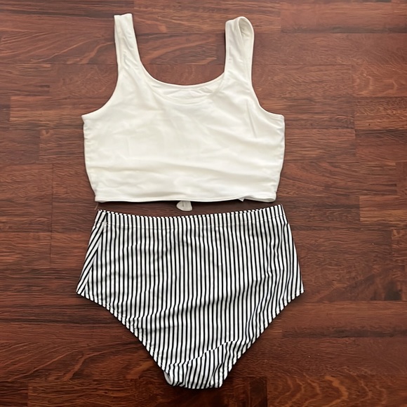 Two-Piece High Waisted Suit with Tie Top - Picture 2 of 3